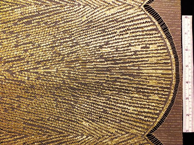 Single scallop gold metallic French Chantilly Lace