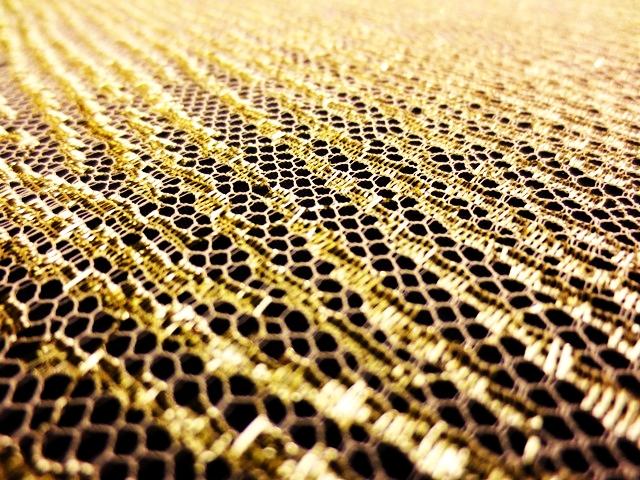 Single scallop gold metallic French Chantilly Lace