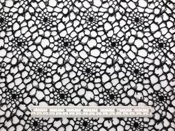 Double scallop black floral corded French Chantilly Lace