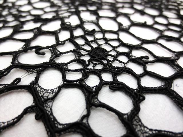 Double scallop black floral corded French Chantilly Lace