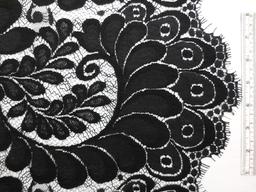 Single scallop black floral French Chantilly Lace