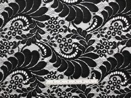 Single scallop black floral French Chantilly Lace