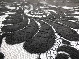 Single scallop black floral French Chantilly Lace