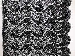 Single scallop black floral French Chantilly Lace
