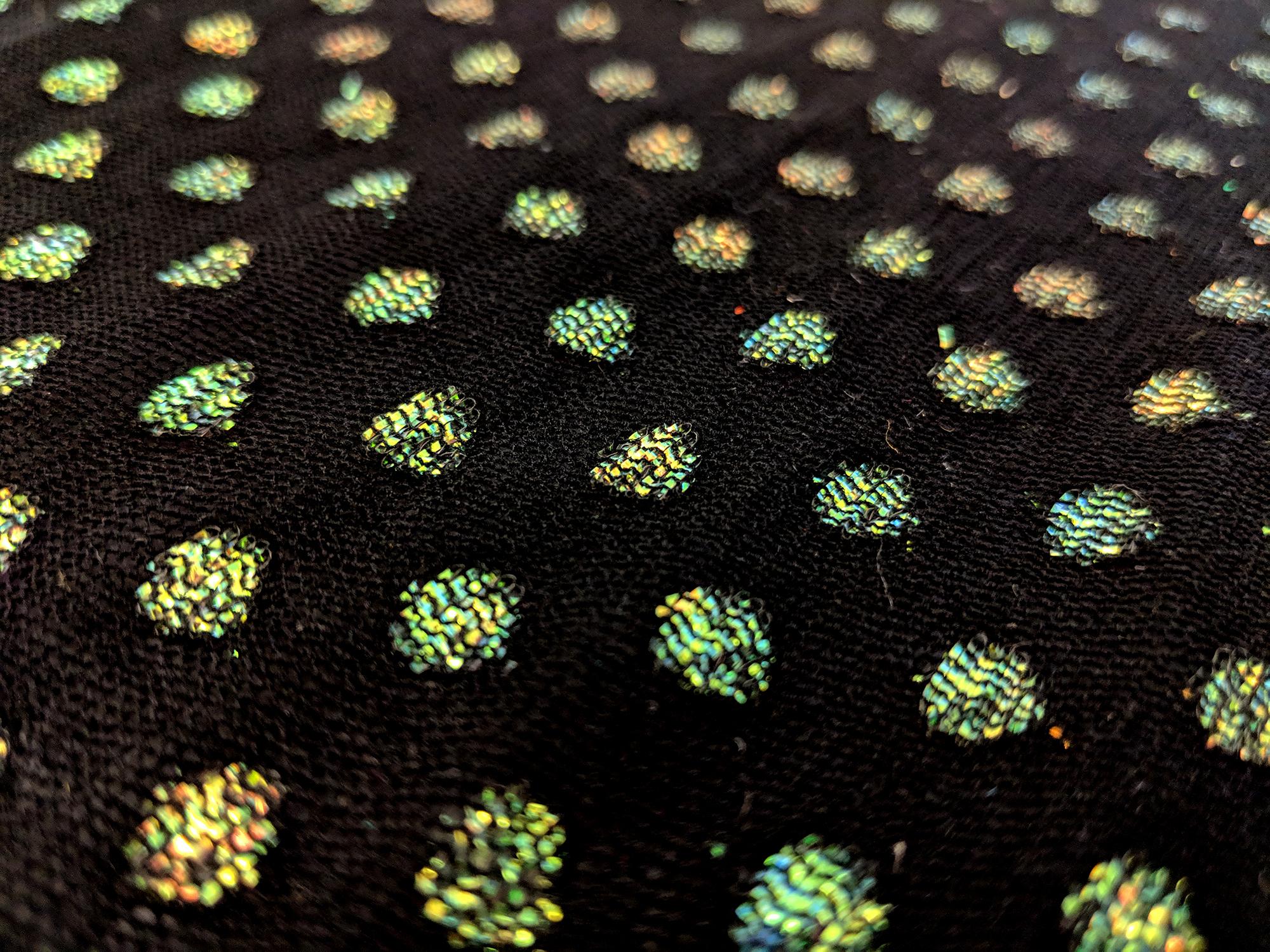 Stretch Metallic Point D'Sprit Net in Black and Opalescent