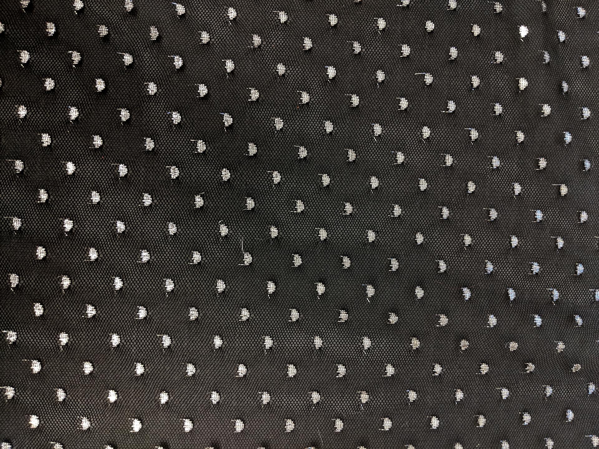 Metallic Point D'Sprit Net in Black and Silver