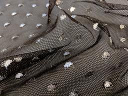 Metallic Point D'Sprit Net in Black and Silver