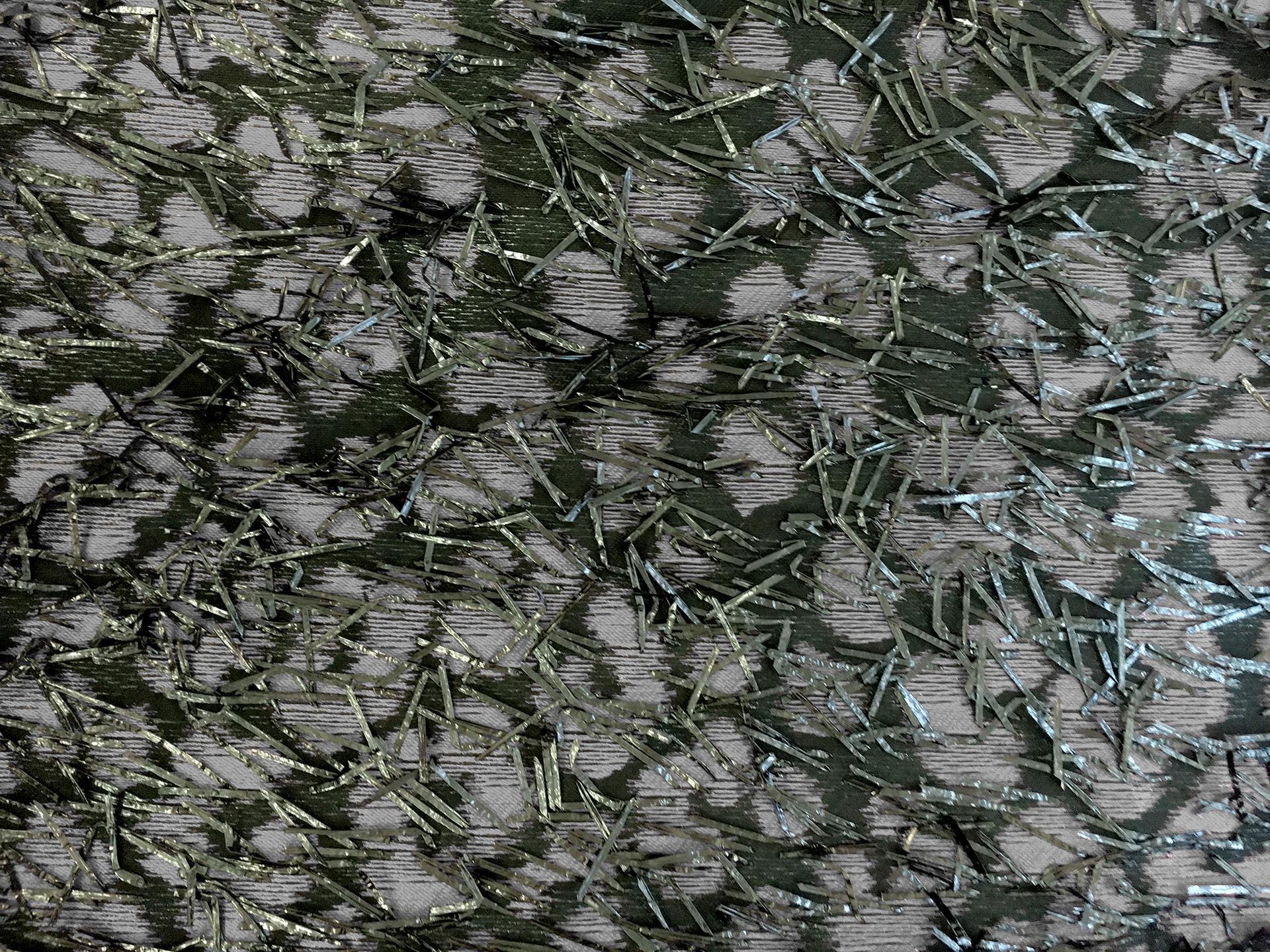 Silk Animal Print Jacquard with Raffia Eyelashes 