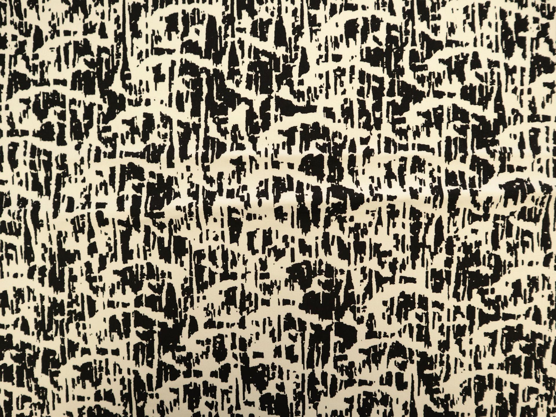 Designer Black and Ivory Cotton Heavy Sateen Print