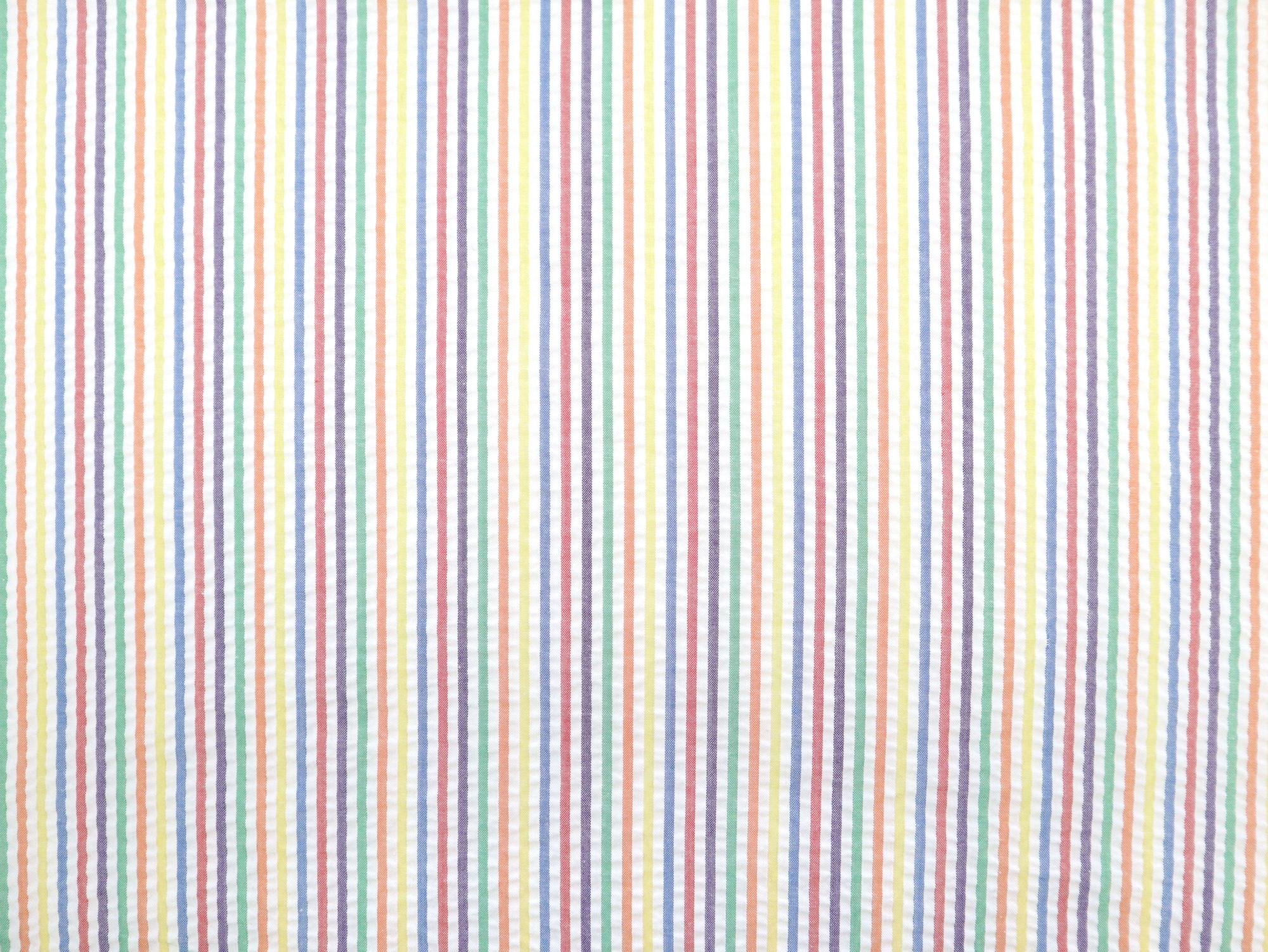 Poly Cotton Seersucker Stripe in Multi