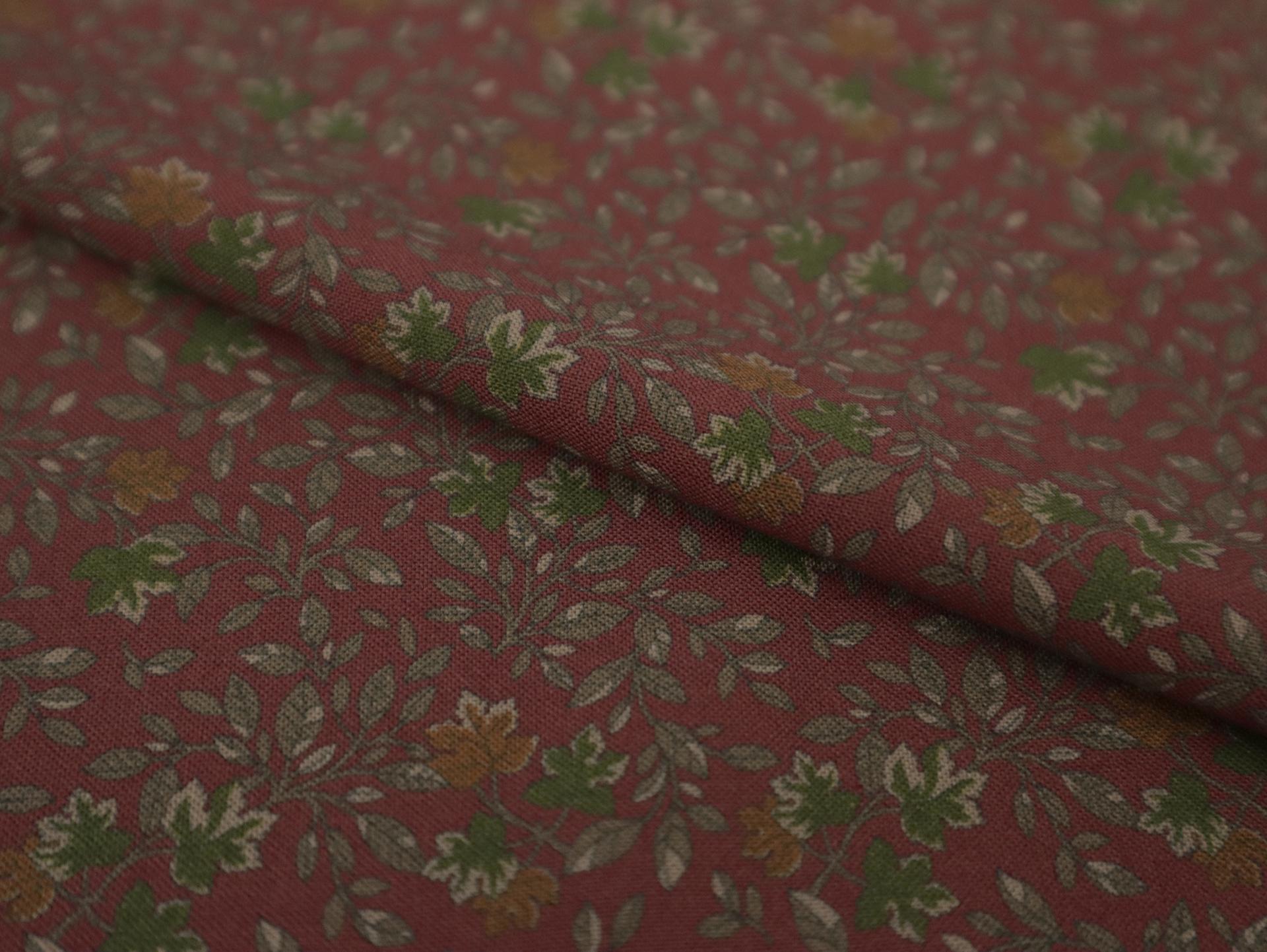 Printed Viscose Challis with Leaf Pattern