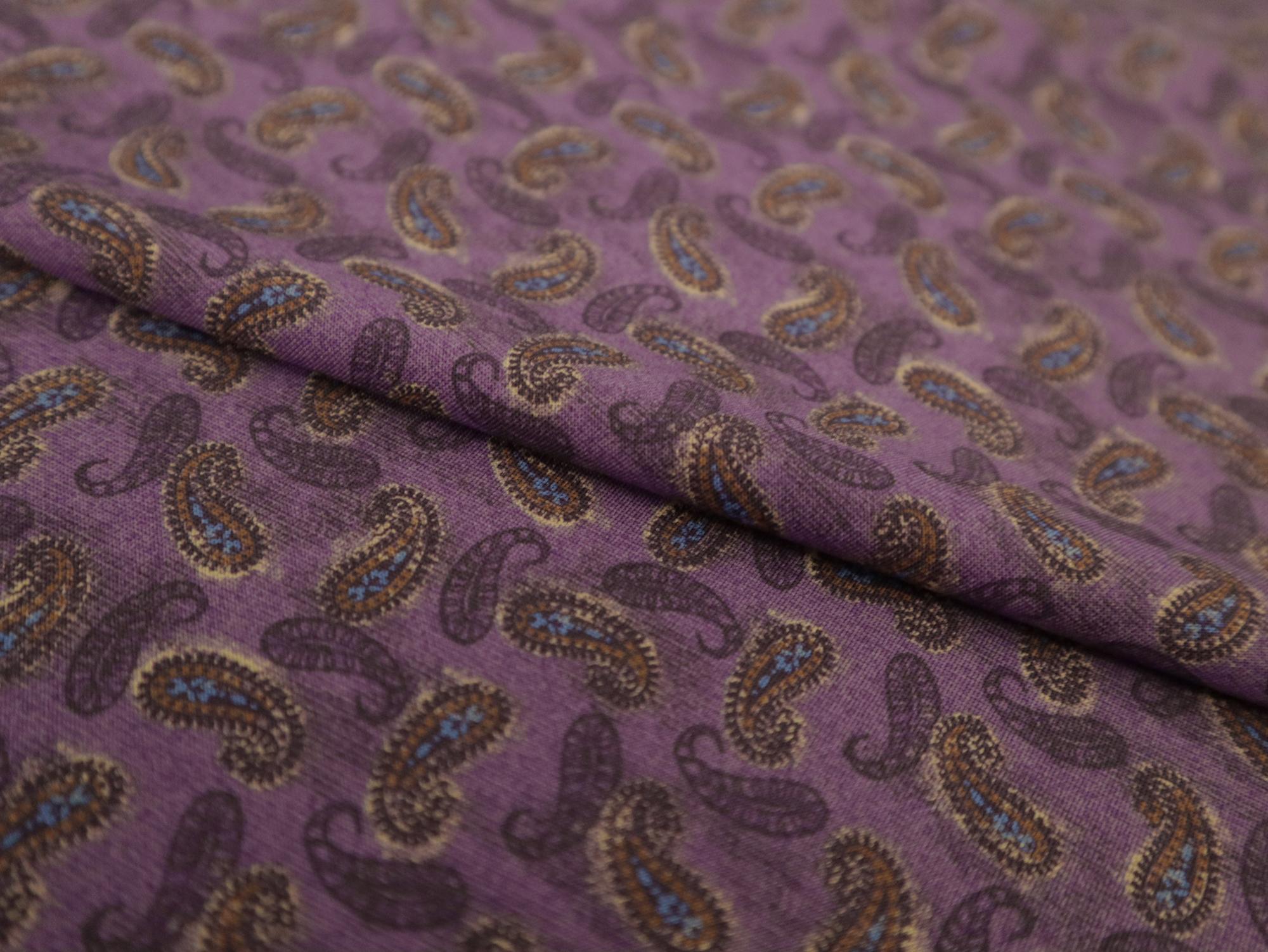 Printed Viscose Challis with Paisley Pattern