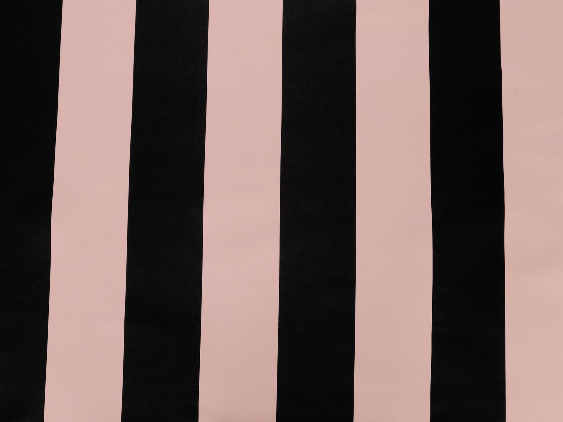 Double Face Silk Satin Stripe in Black and Pink