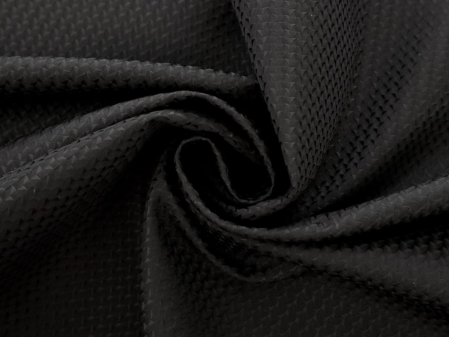 Italian Polyester Brocade with Chevrons in Black