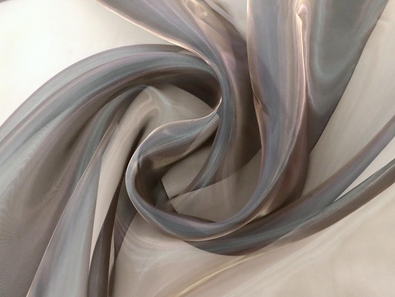 Iridescent Polyester Organza Onion Skin in Purple Taupe