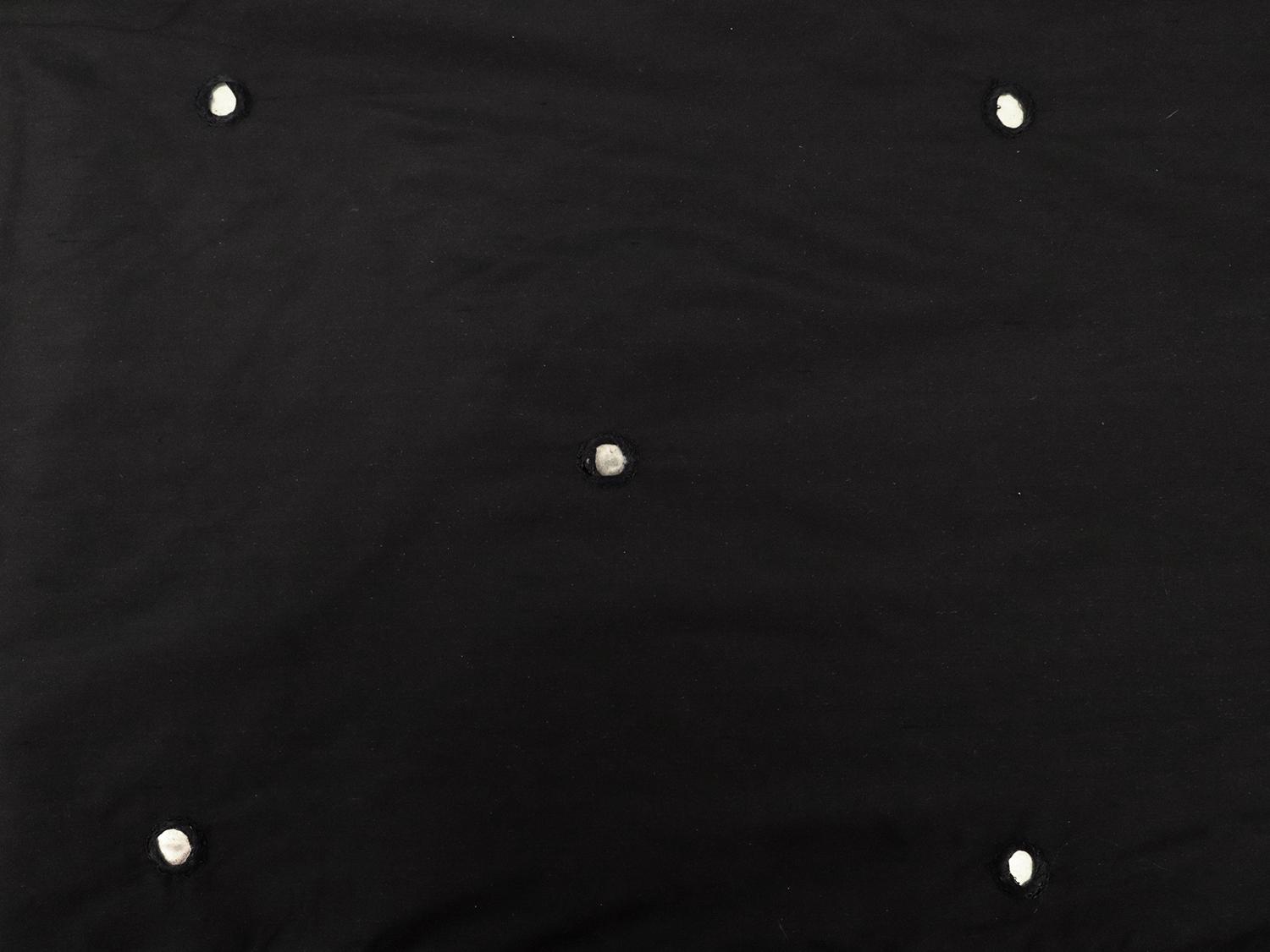 Embroidered Mirror on Silk Shantung in Midnight Navy