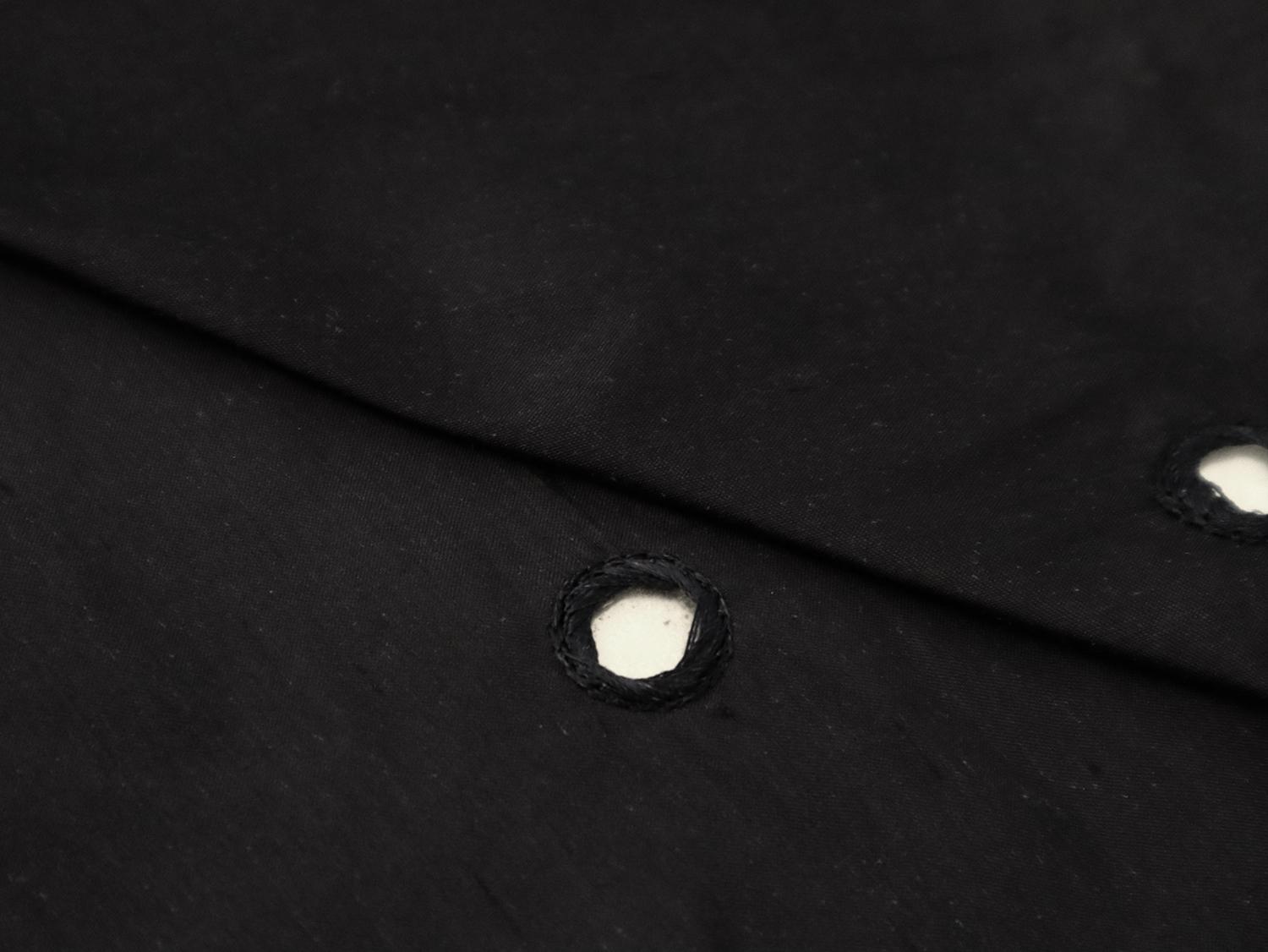 Embroidered Mirror on Silk Shantung in Midnight Navy