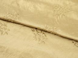 Embroidered Silk Shantung with Mini Bouquets in Light Gold