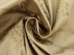 Embroidered Silk Shantung with Mini Bouquets in Light Gold
