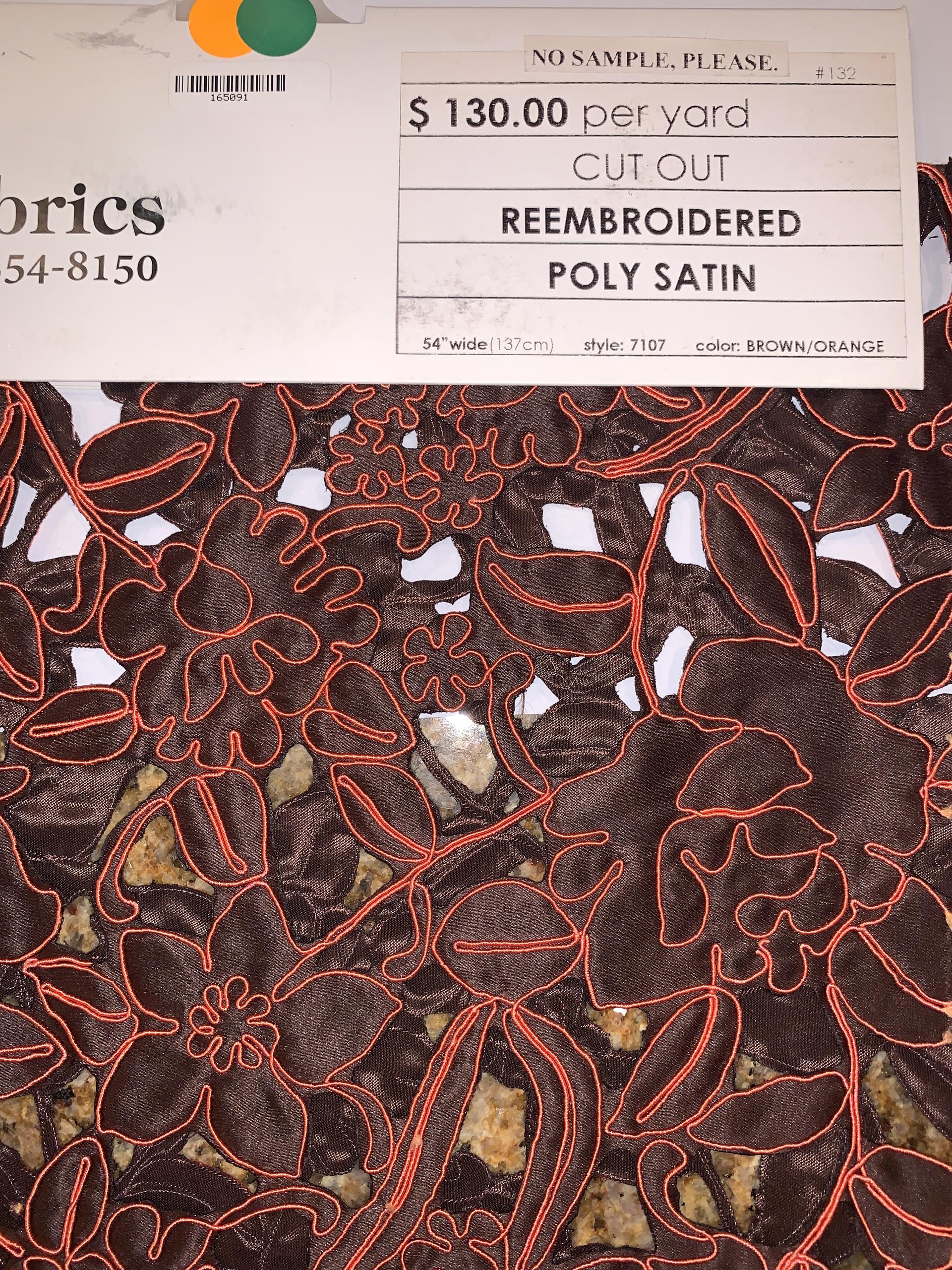  Cut Out Reembroidered Poly Satin