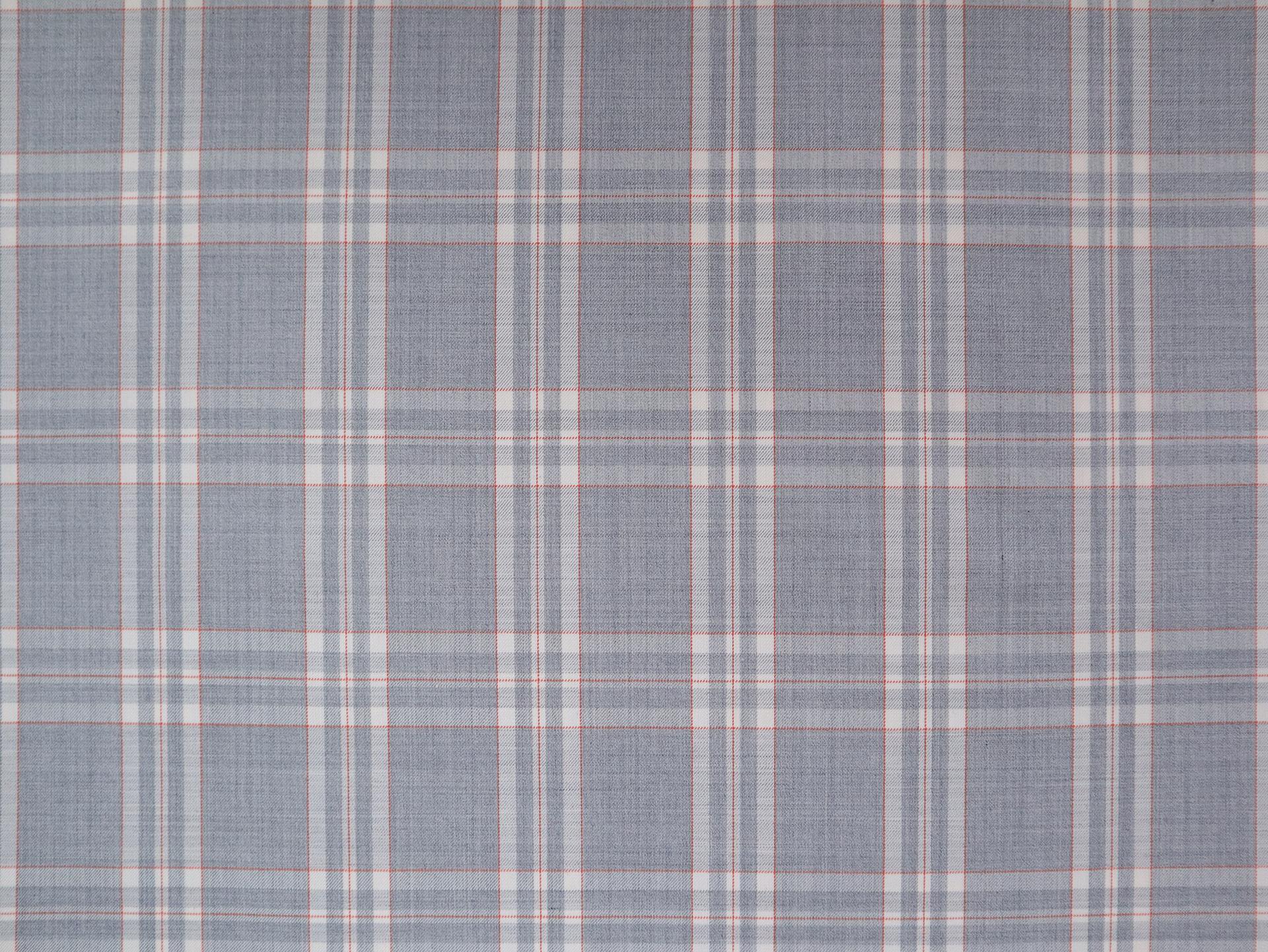 Super Fine Wool Blend Plaid Suiting in Grey