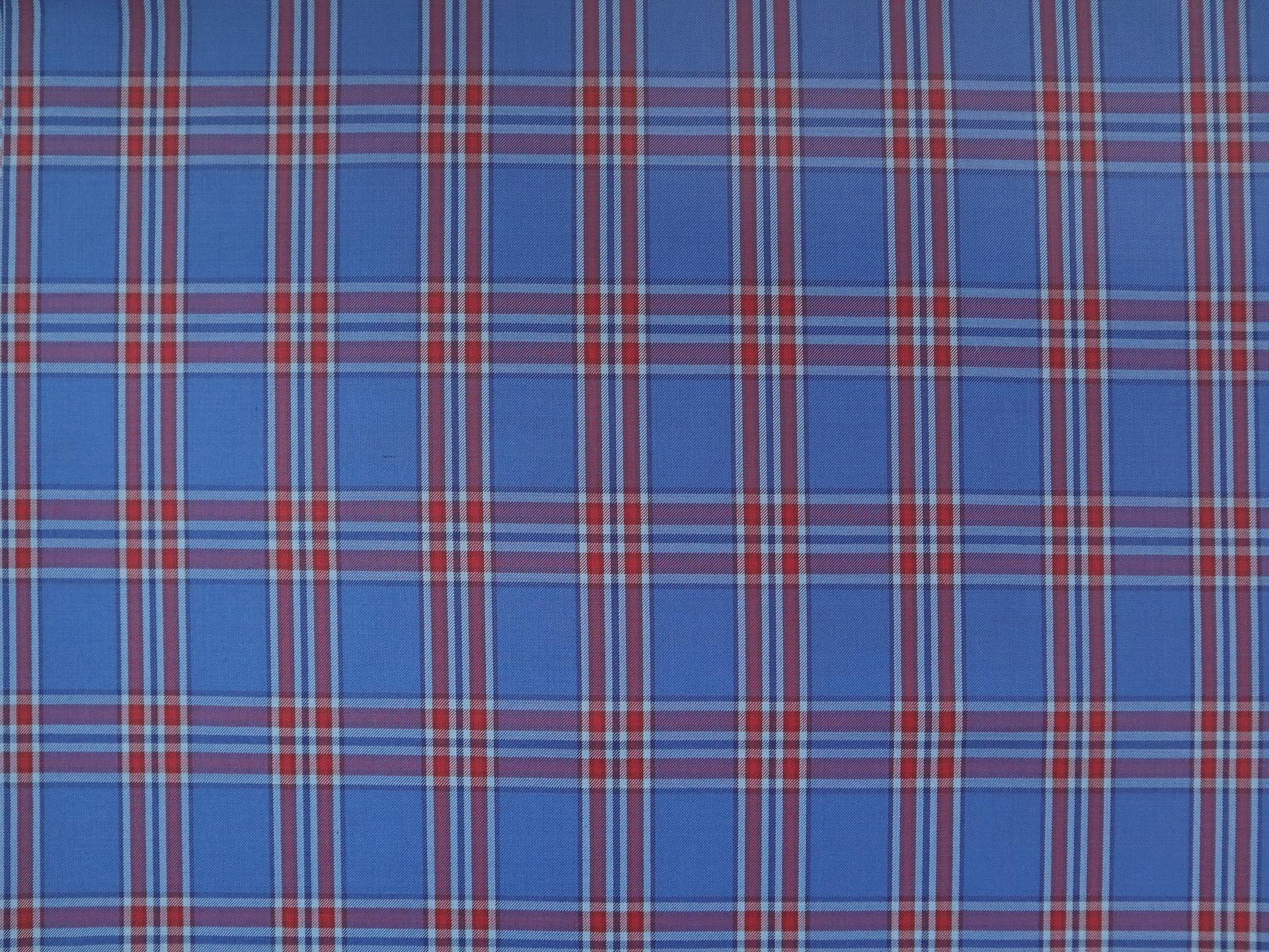 Super 160s Wool Blend Plaid Suiting in Azure