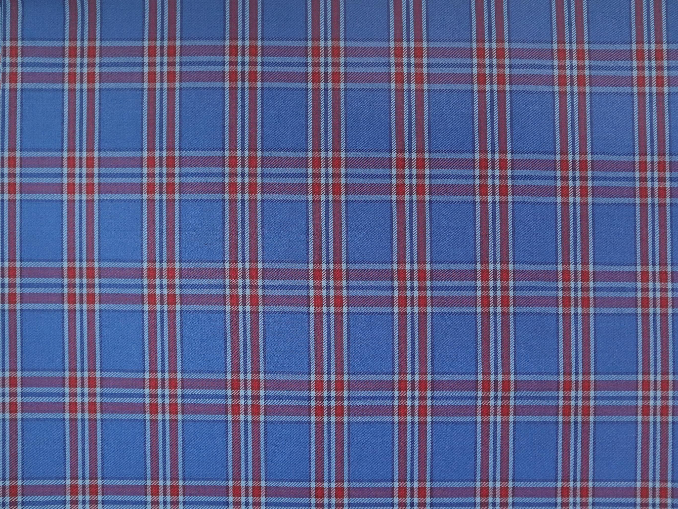Super 160s Wool Blend Plaid Suiting in Azure