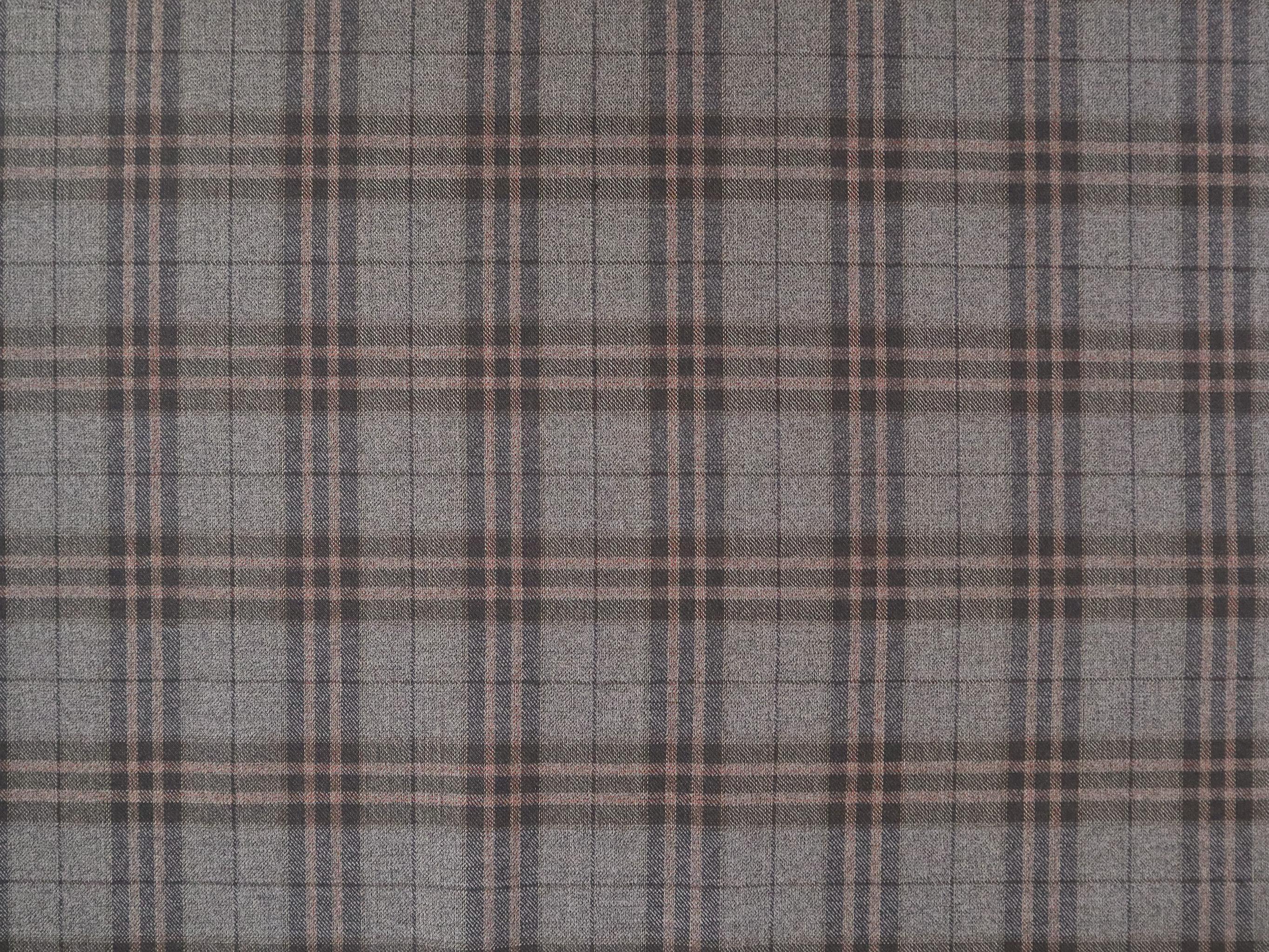 Extra Fine Wool Plaid Suiting in Black Smoke