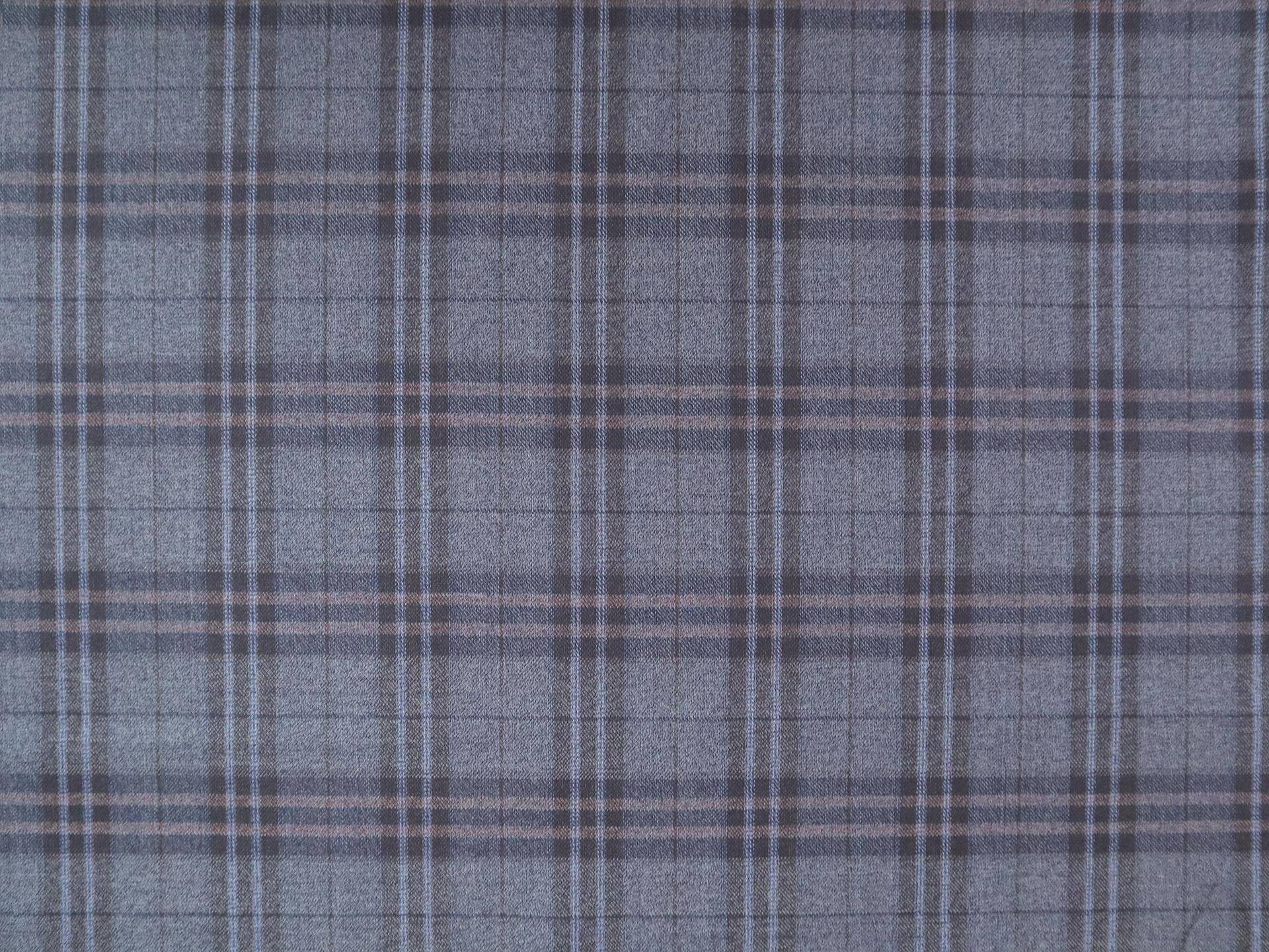 Extra Fine Wool Plaid Suiting in Slate Blue