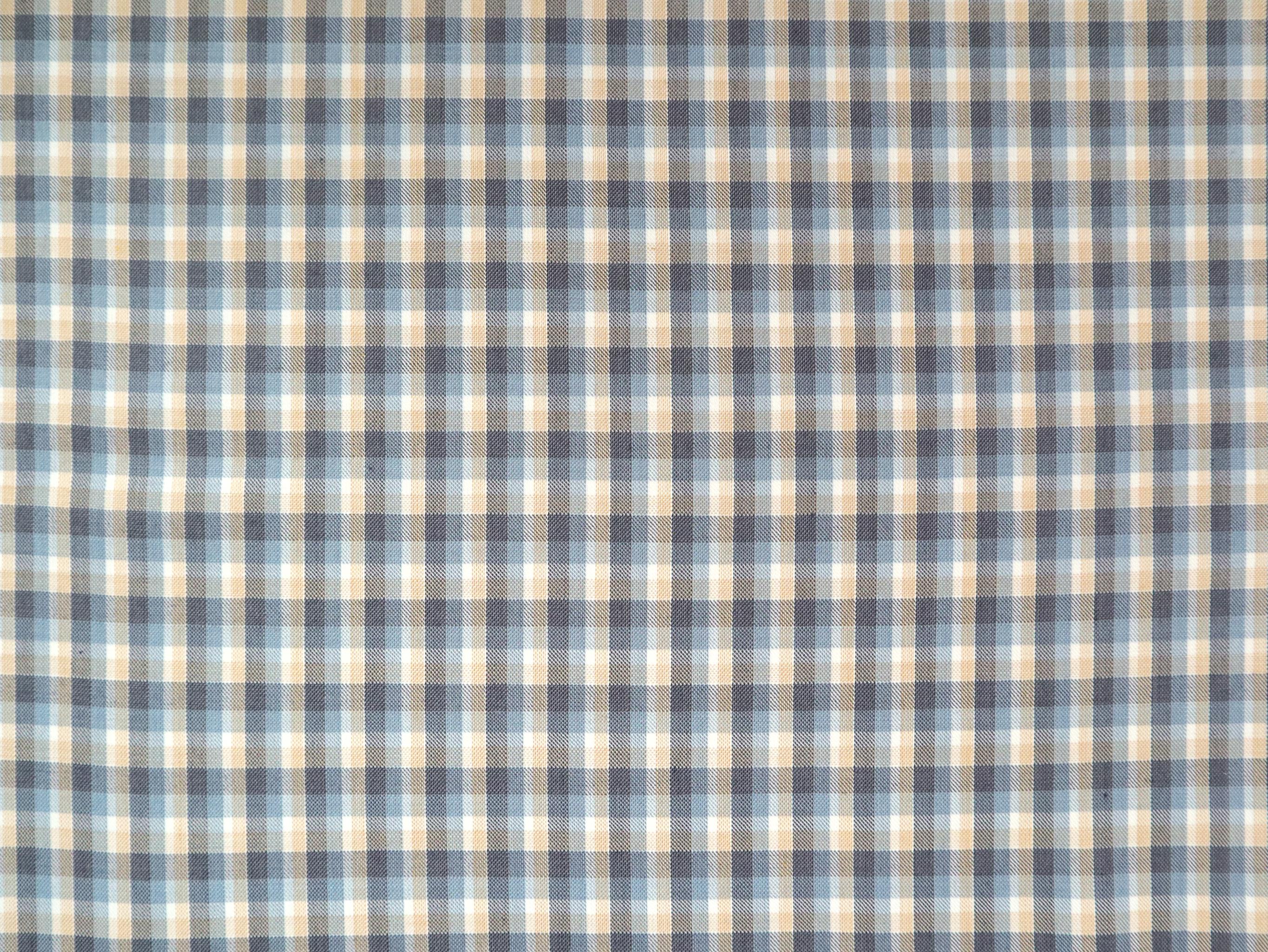 Wool Polyester Plaid Suiting in Stone Blue