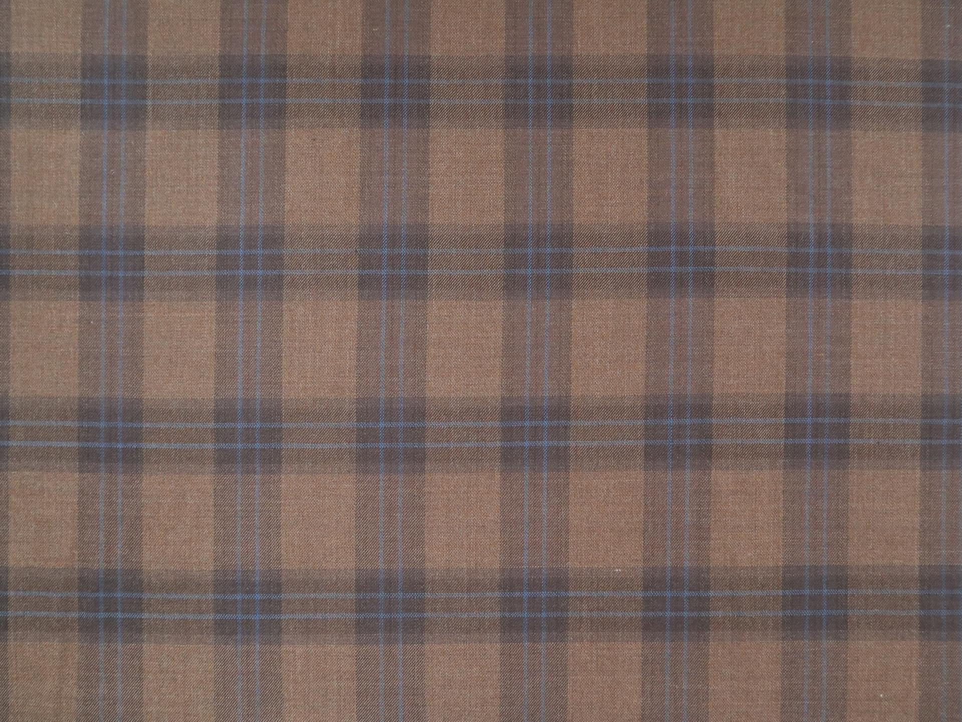 Extra Fine Wool Plaid Suiting in Coffee