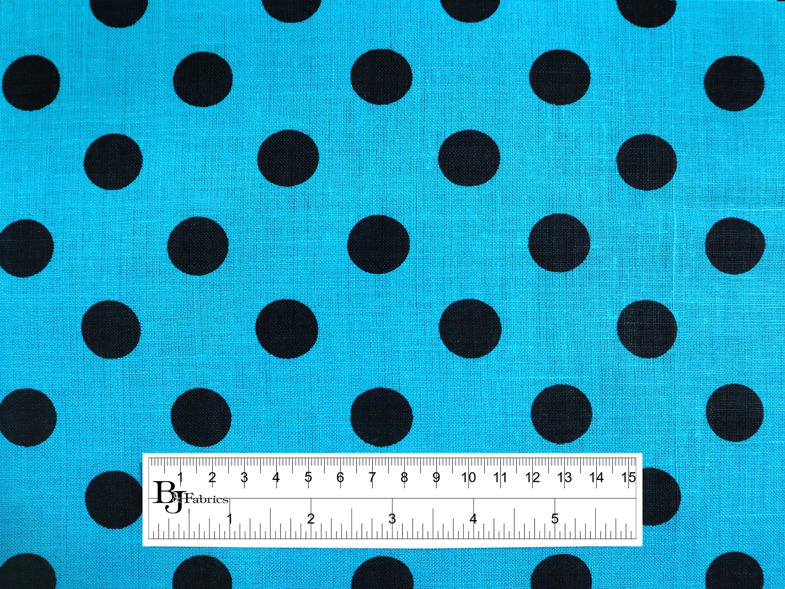 Linen Broadcloth with Polka Dot Print in Blue