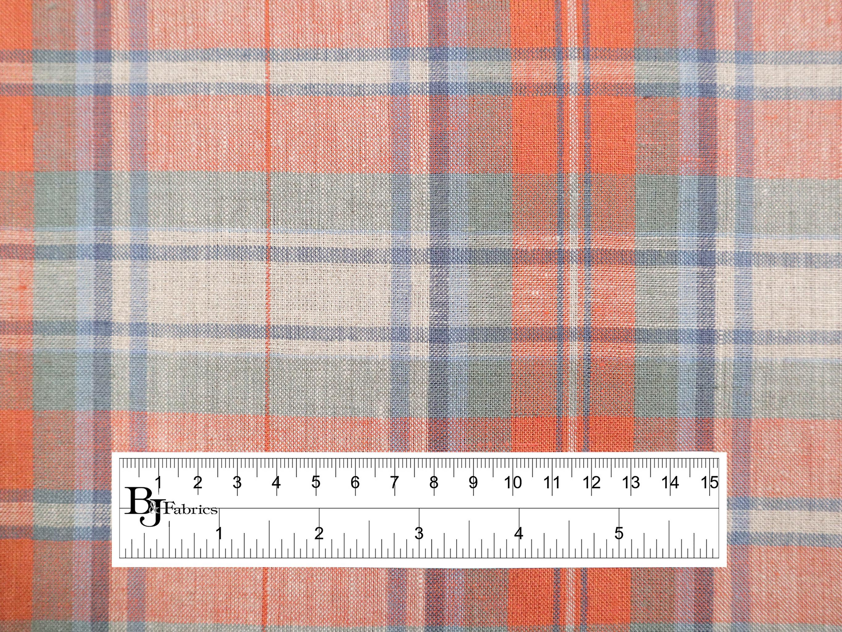 Linen Plaid in Orange and Sage