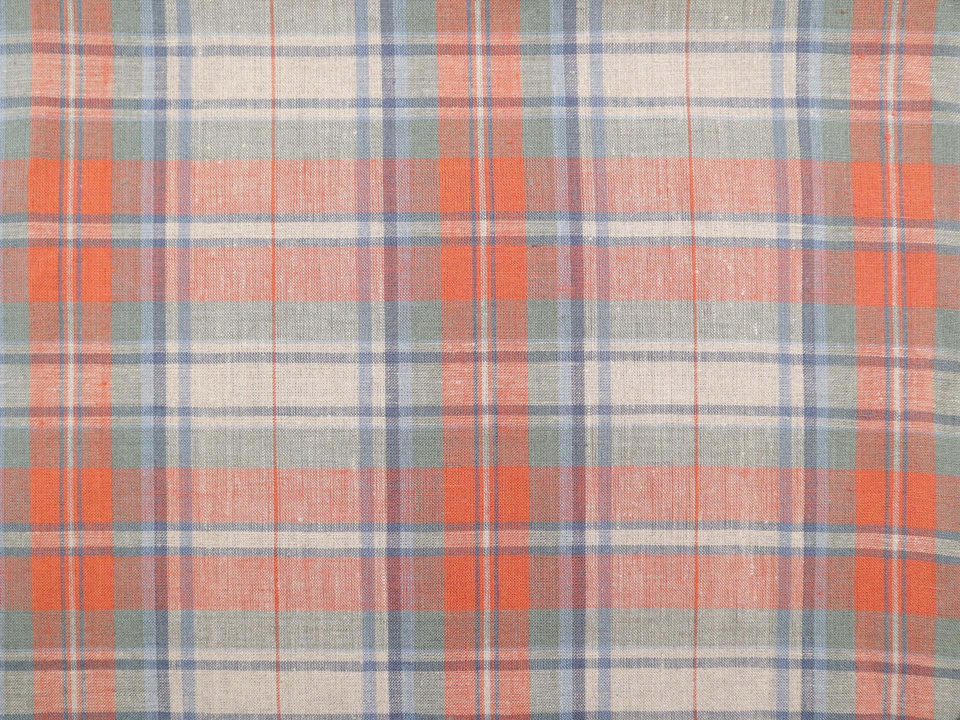 Linen Plaid in Orange and Sage