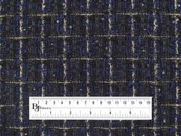 Metallic Tweed with Plaid Pattern in Black & Navy