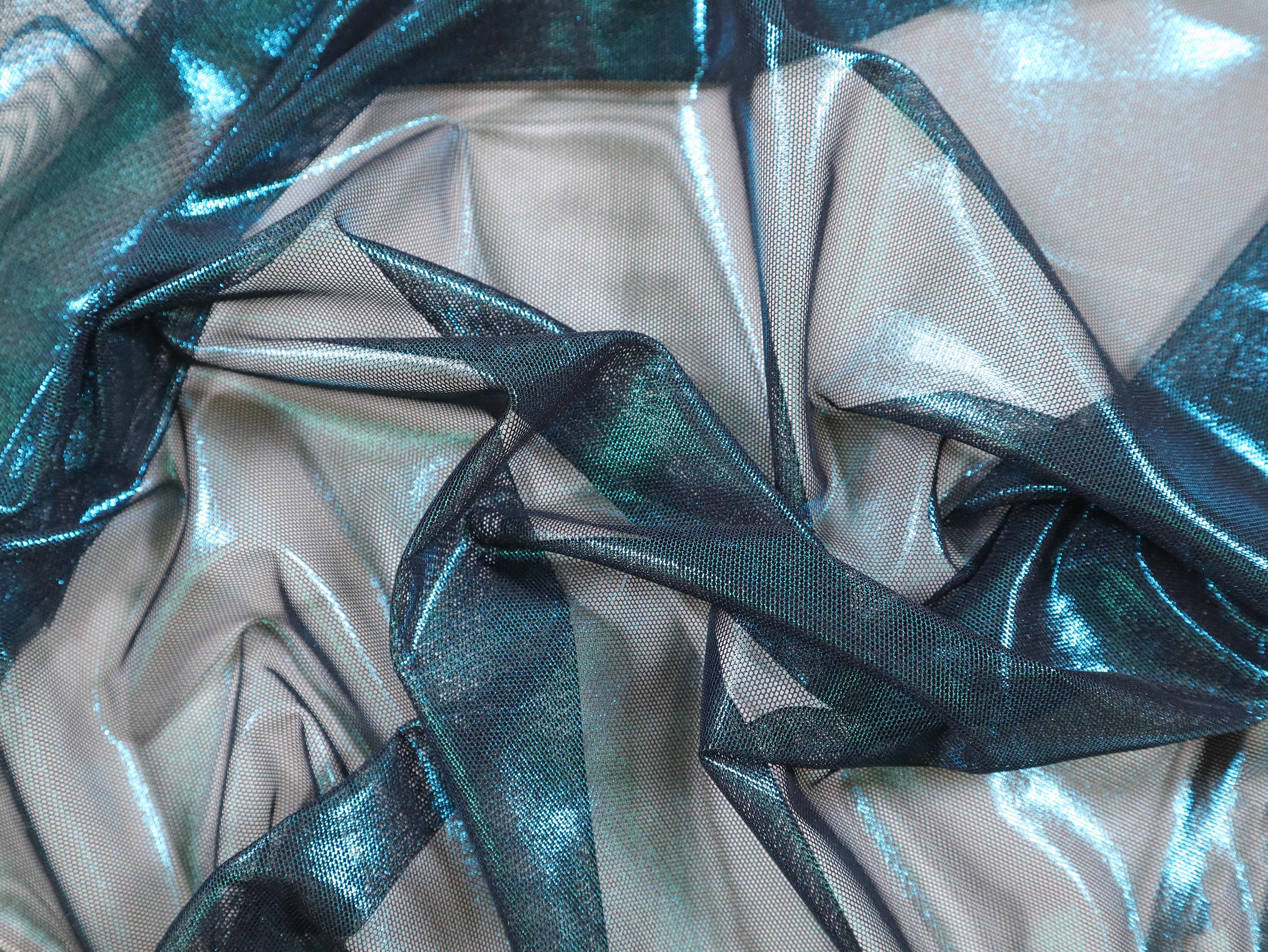 Foil Power Mesh in Turquoise & Black