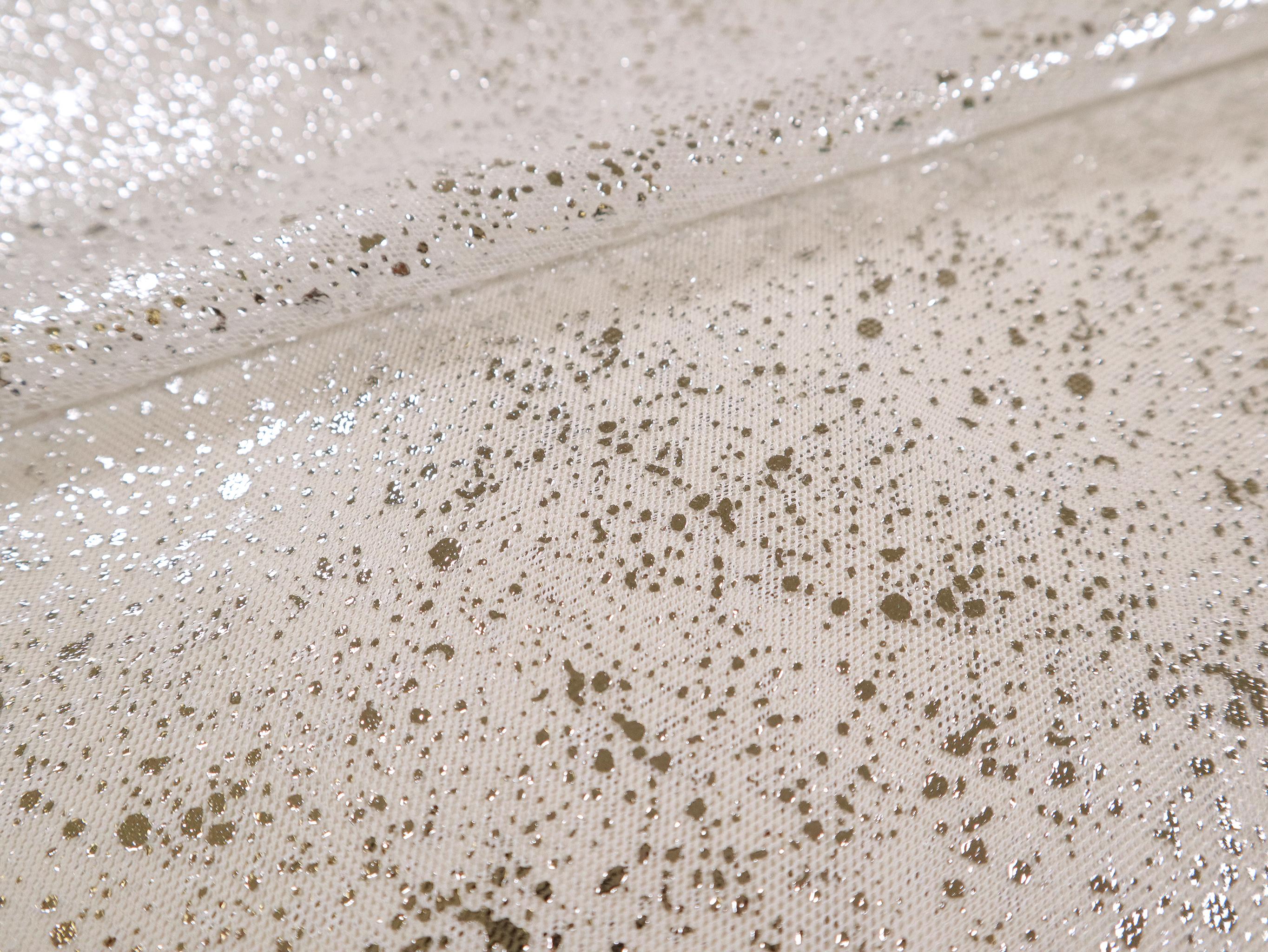 Metallic Speckled Tulle in Ivory & Silver
