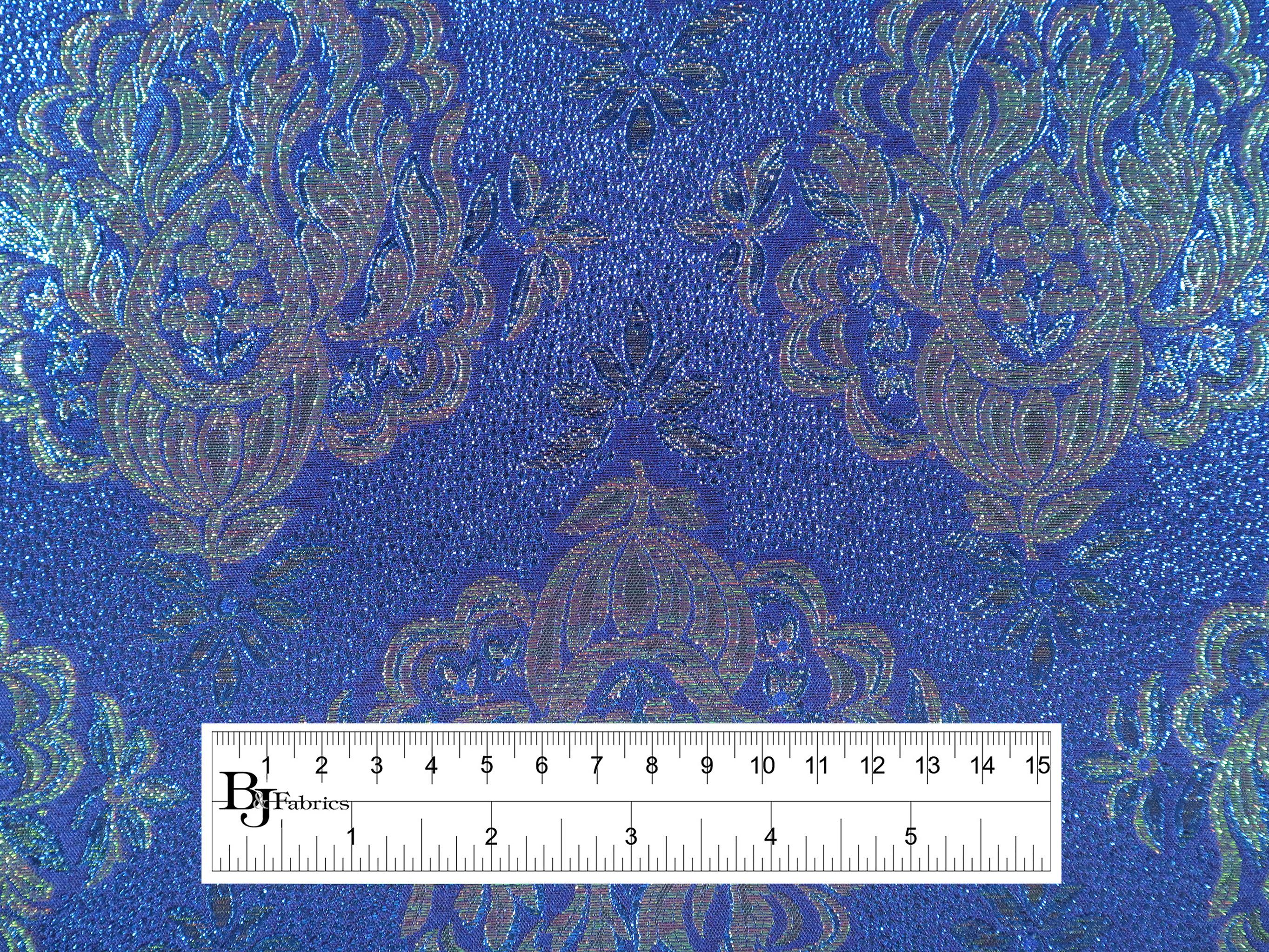 Metallic Paisley Brocade in Royal Blue