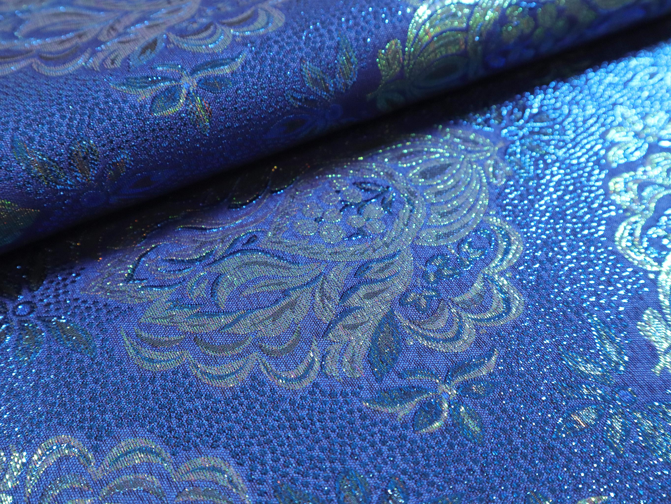 Metallic Paisley Brocade in Royal Blue