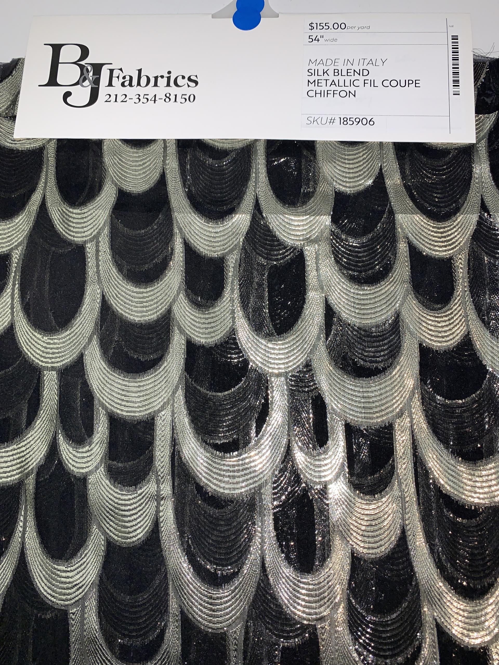 MADE IN ITALY SILK BLEND METALLIC FIL COUPE CHIFFON