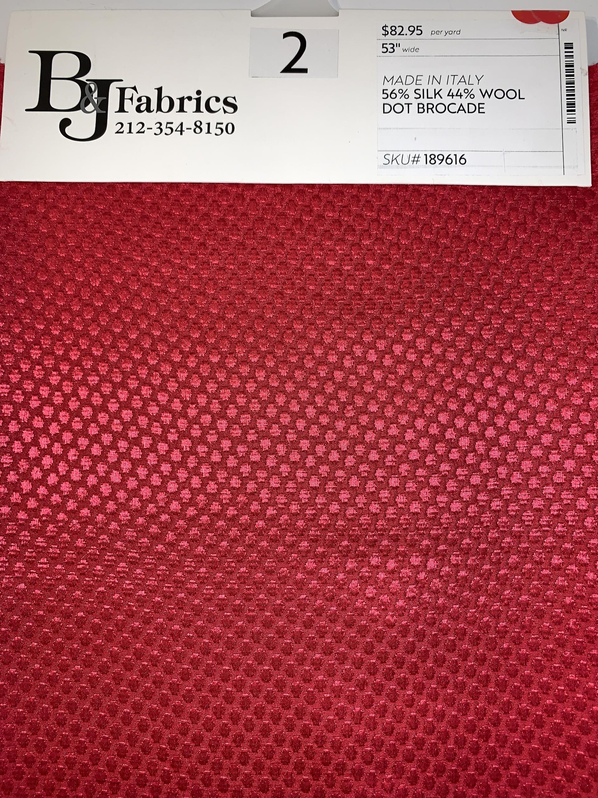 MADE IN ITALY 56% SILK 44% WOOL DOT BROCADE