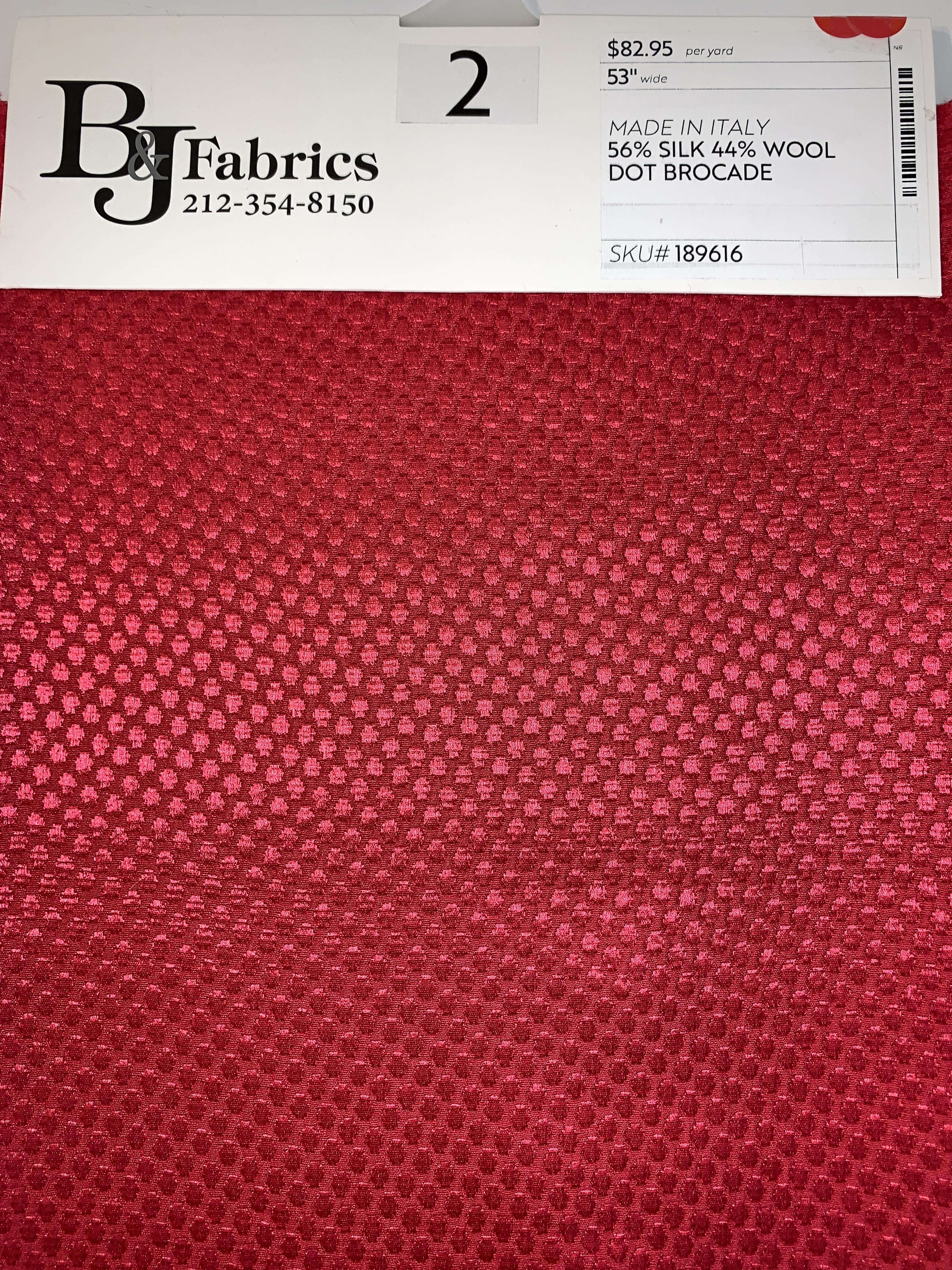 MADE IN ITALY 56% SILK 44% WOOL DOT BROCADE