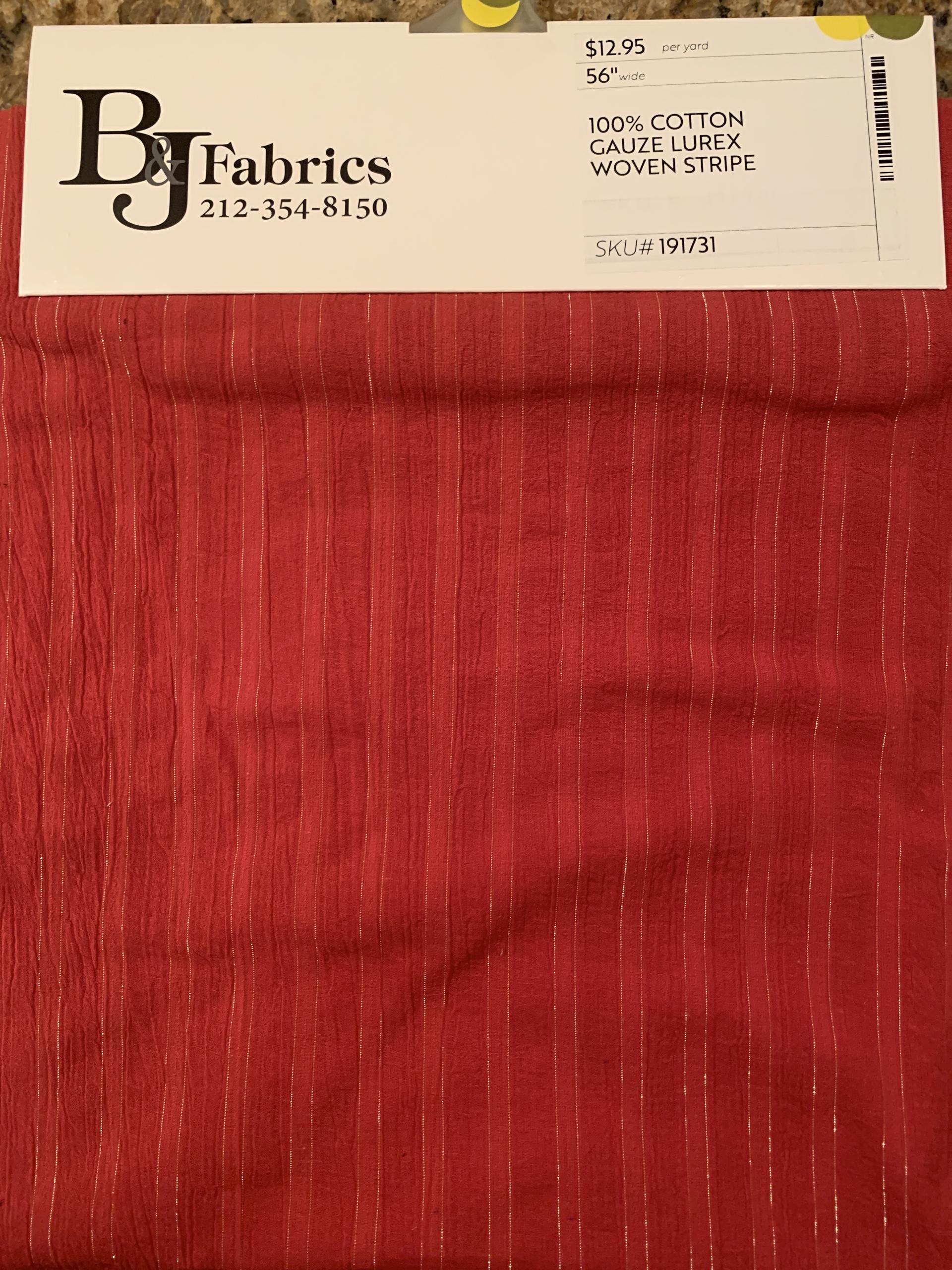 100% COTTON GAUZE LUREX WOVEN STRIPE