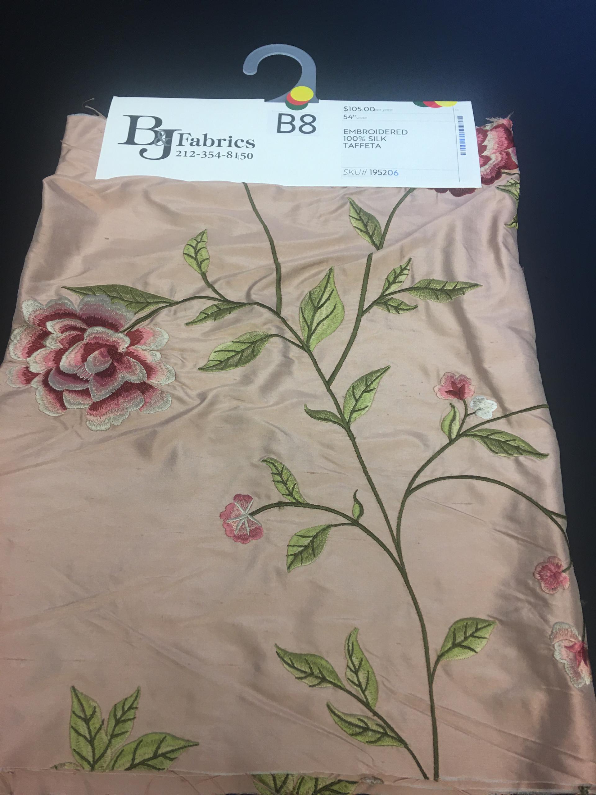 EMBROIDERED 100% SILK TAFFETA