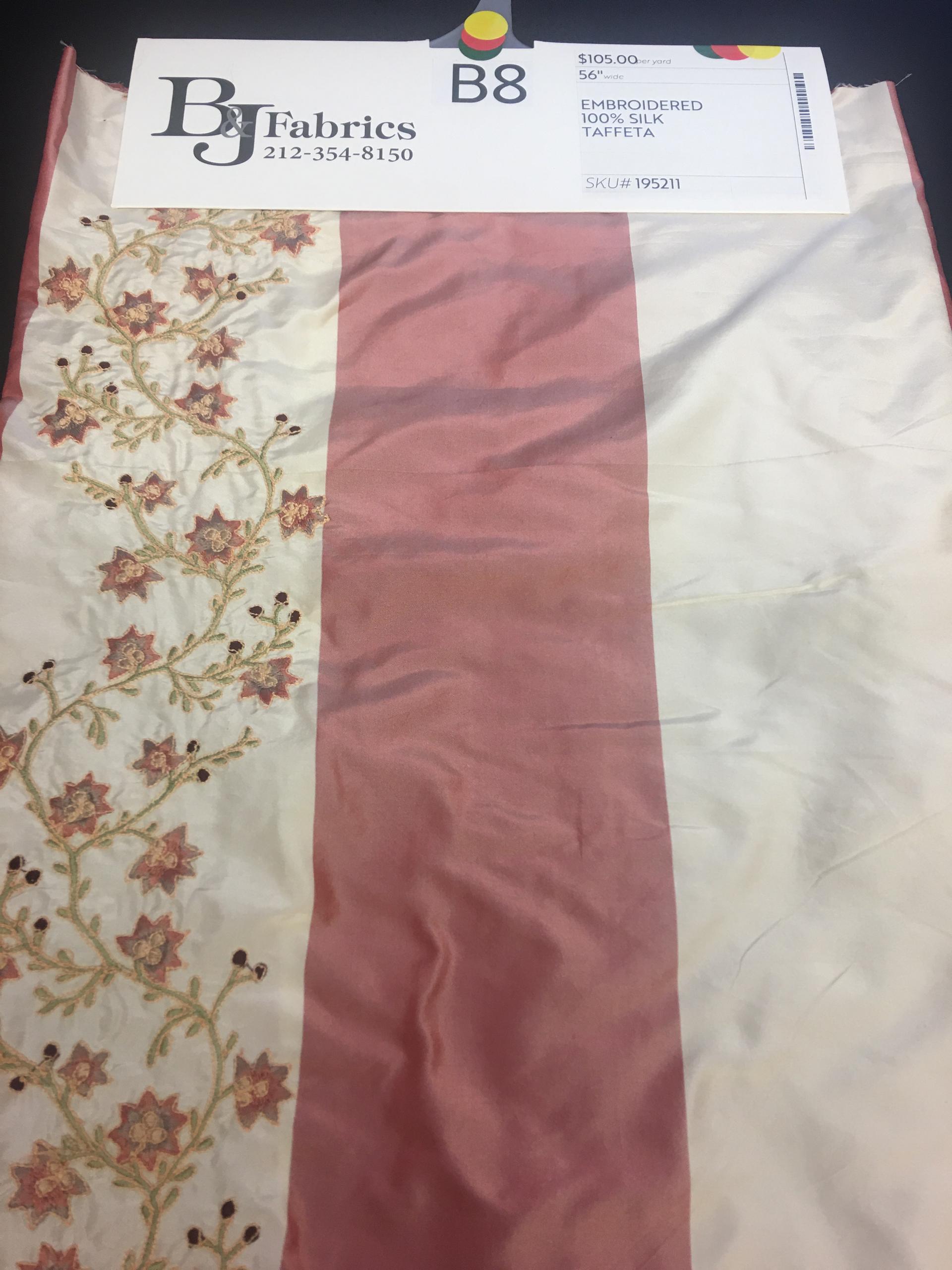 EMBROIDERED 100% SILK TAFFETA