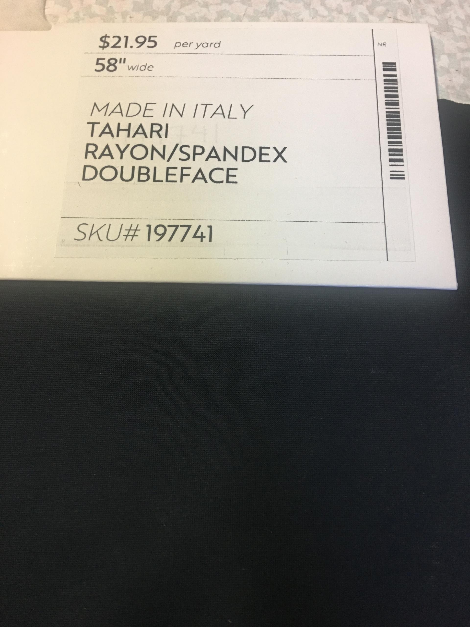 MADE IN ITALY TAHARI RAYON/SPANDEX DOUBLEFACE