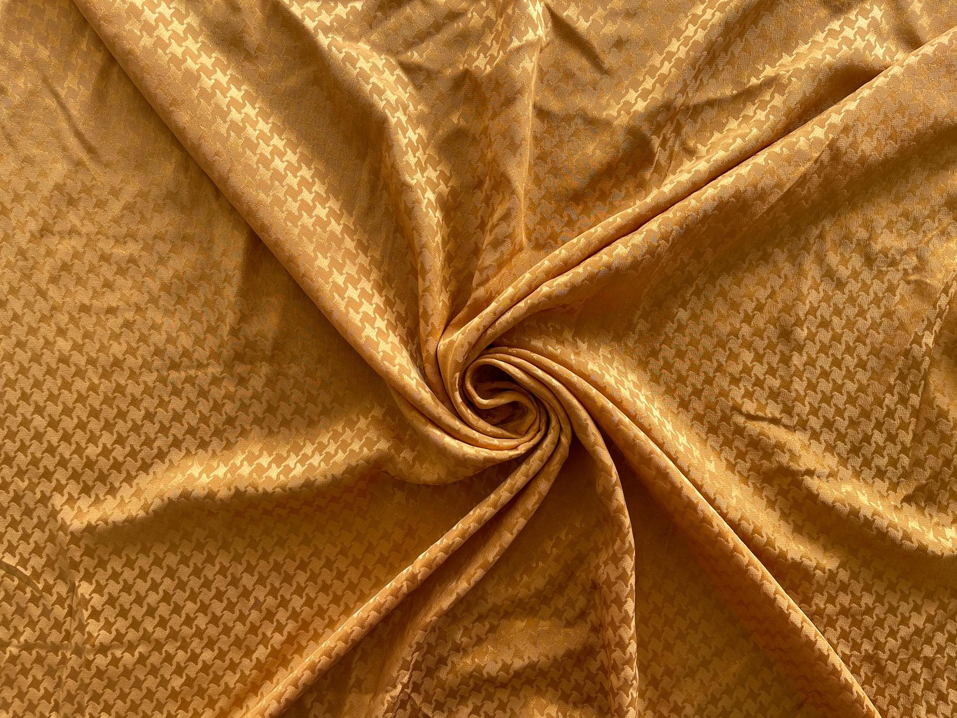 Vintage Silk Jacquard. Yellow Houndstooth