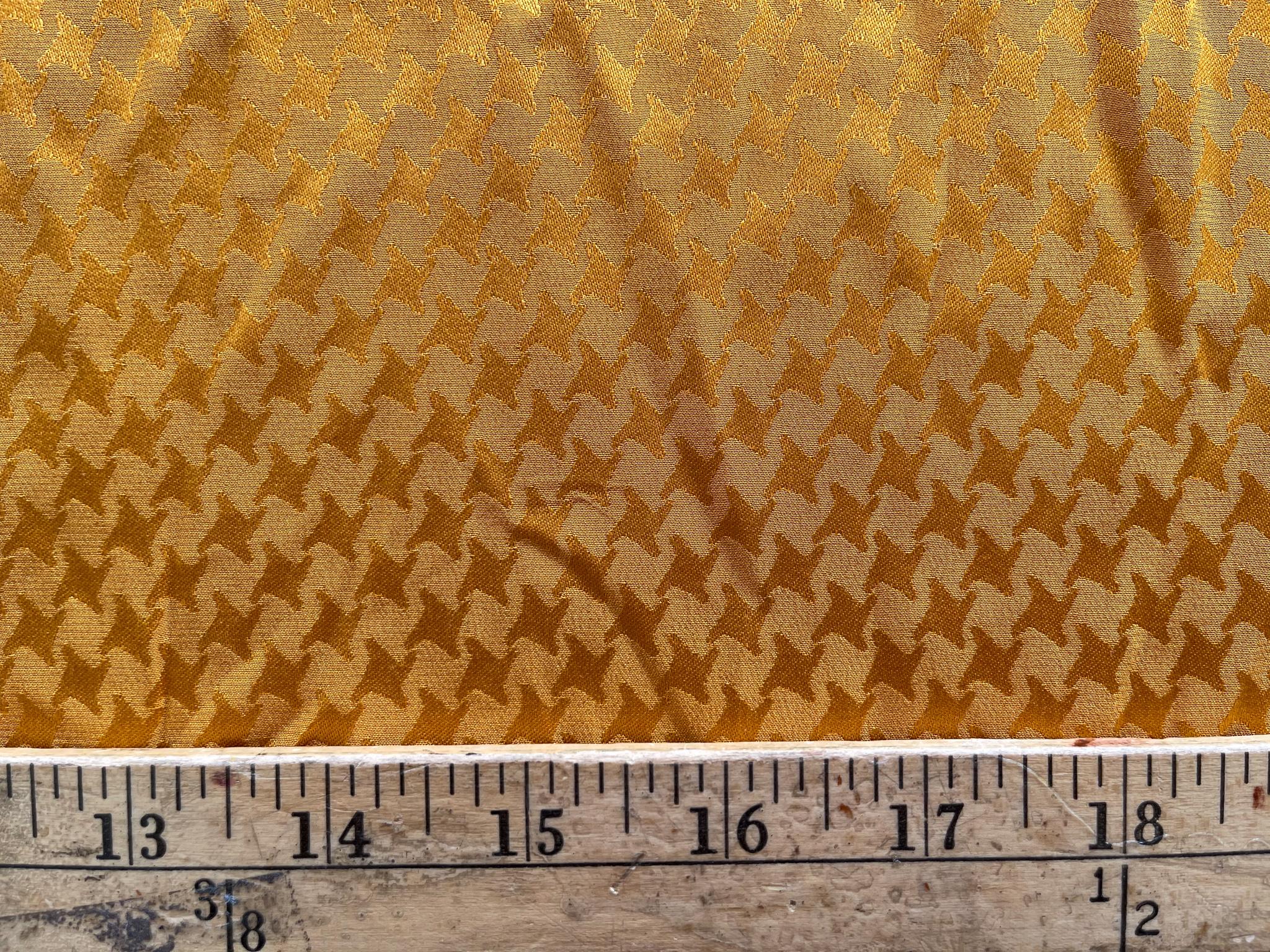 Vintage Silk Jacquard. Yellow Houndstooth