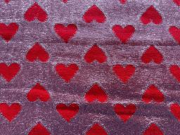 Silk Lurex Red Hearts on Pink