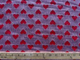 Silk Lurex Red Hearts on Pink